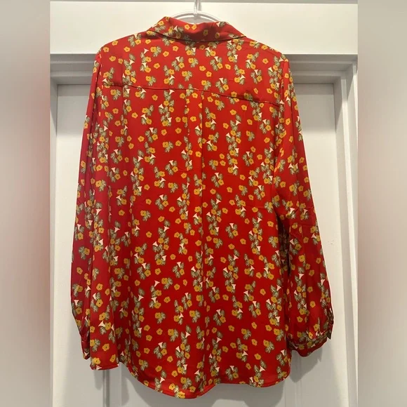 CAbi Red Floral Belfry Button-Up Blouse - Picture 5 of 5